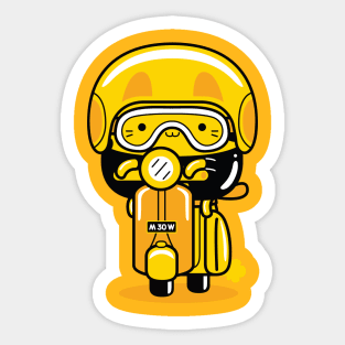 yellow cat motorcycle rider profession Sticker